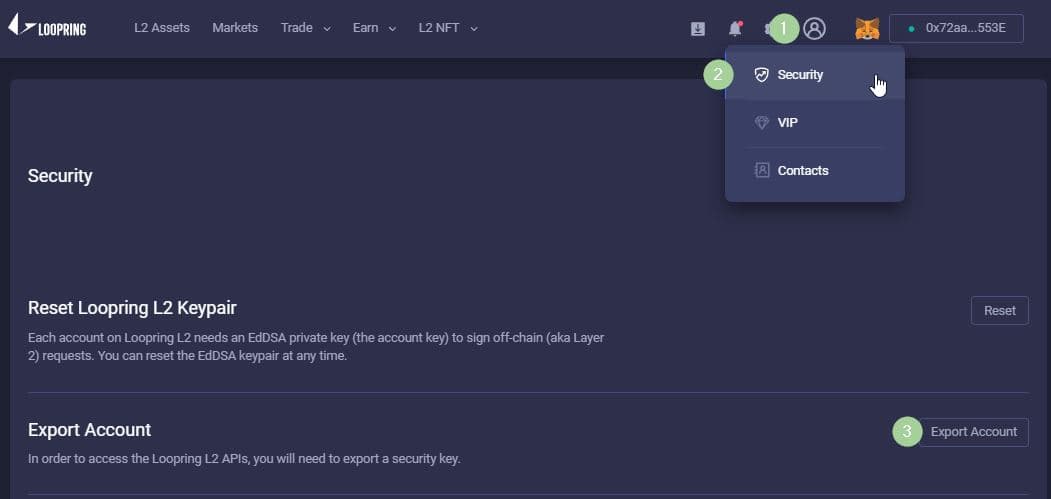 Export Account