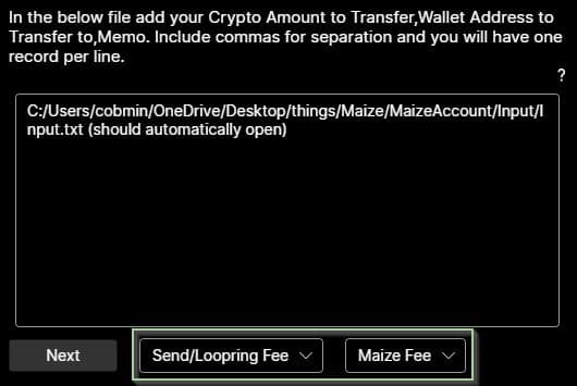 Fee Selection