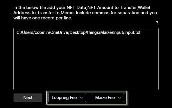 Fee Selection